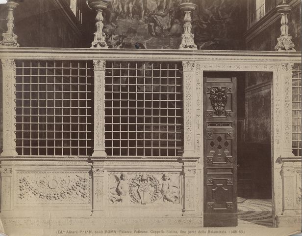 Alinari, Fratelli — Roma - Palazzo Vaticano. Cappella Sistina. Una parte della Balaustrata. (1481-83) — particolare